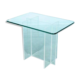 Minimalist side table in glass & acrylic, Memphis style