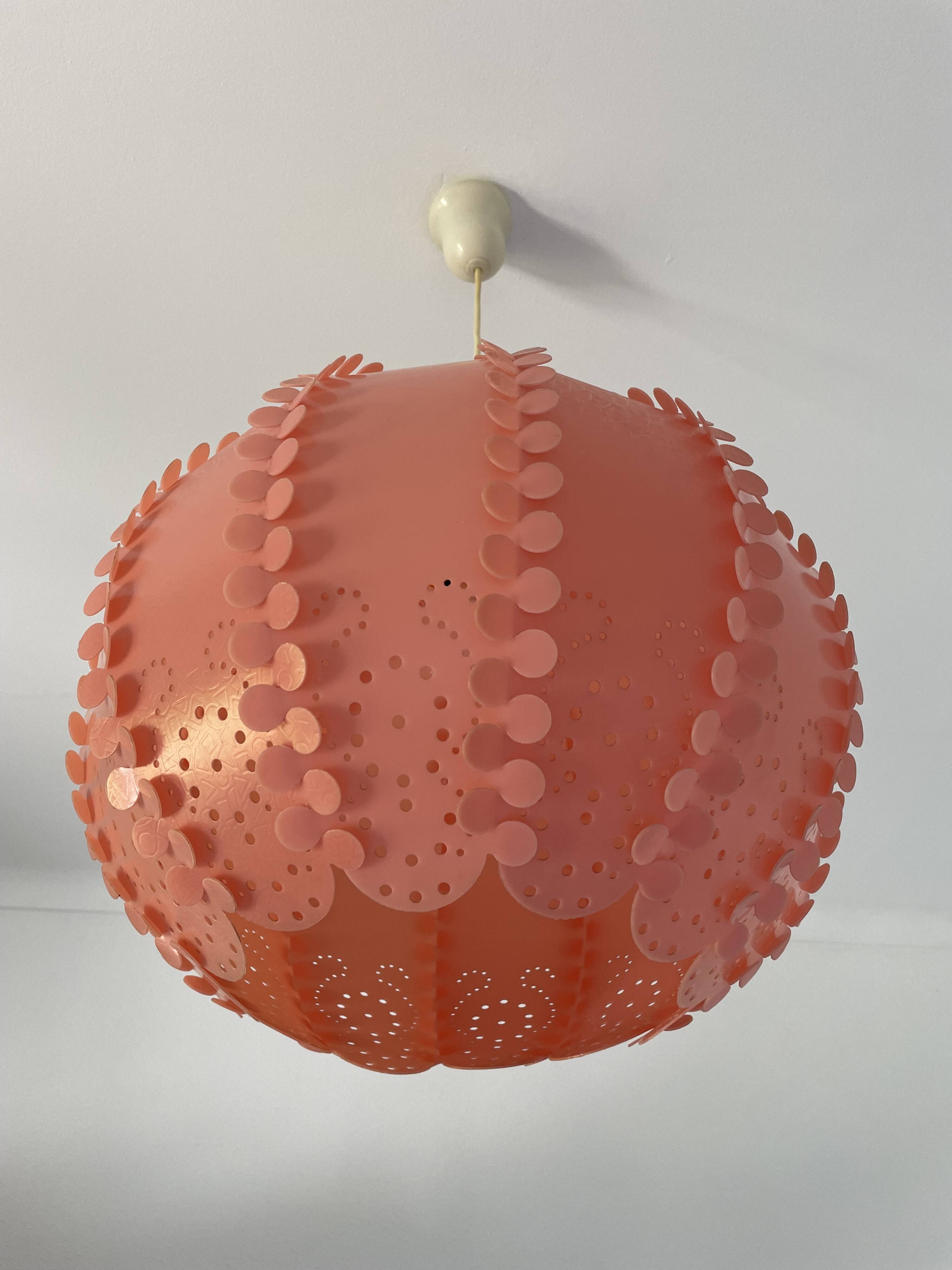 Large coral hanging pendant light Danish modern