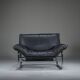 Bauhaus lounge chair in black leather attributed to Johan Bertil Häggström for Swed-Form / Ikea, Sweden, 1970s