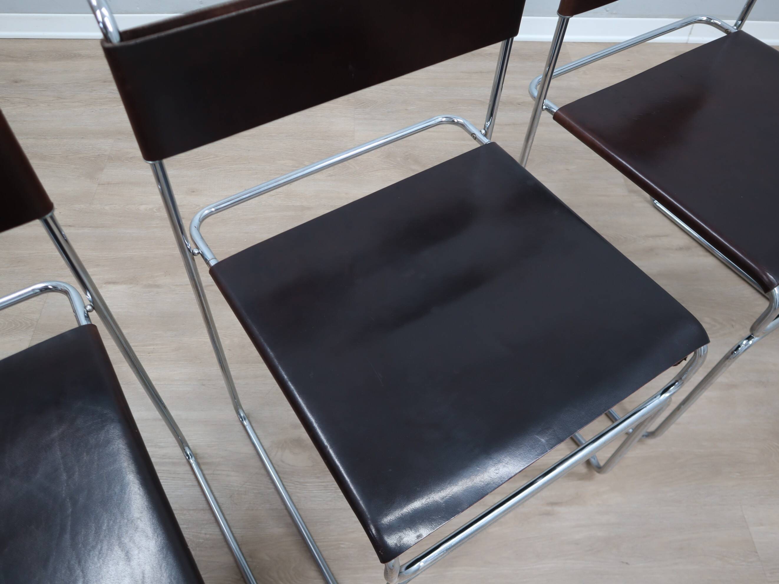 Ensemble de 4 chaises Giovanni Carini "Libellula" pour Planula, Italie, années 1970.