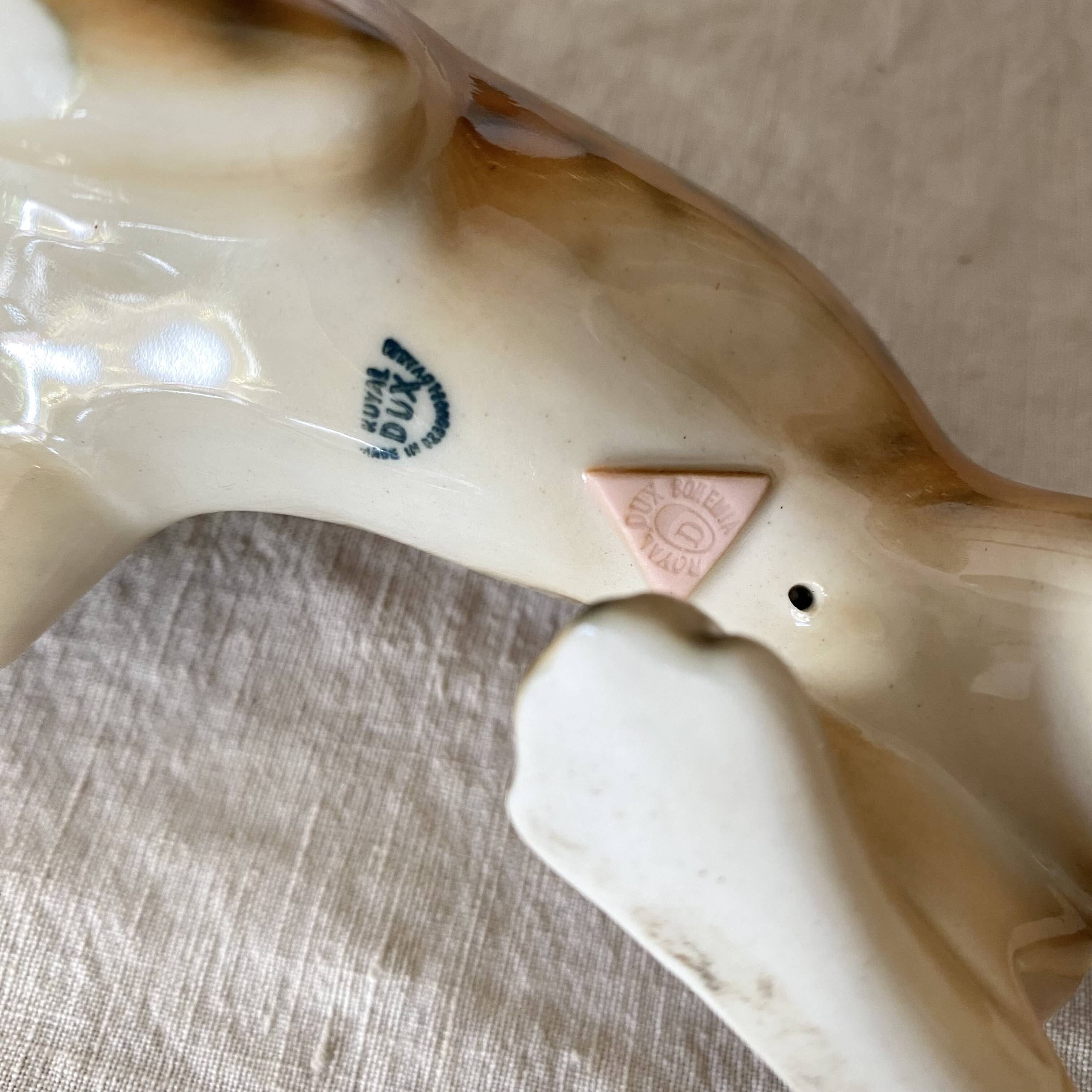 Vintage Royal Dux Figurine – Porcelain Cheetah – 21 cm
