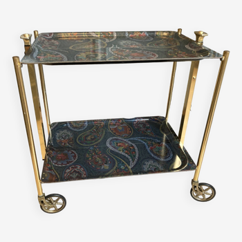 Textable brass and cashmere serving table