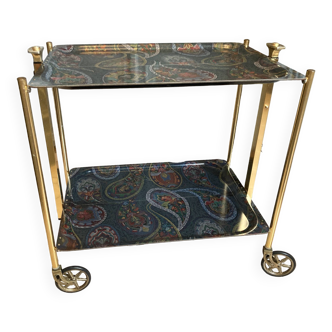 Textable brass and cashmere serving table
