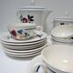tea or coffee set model Gilberte earthenware Saint Amand floral decoration