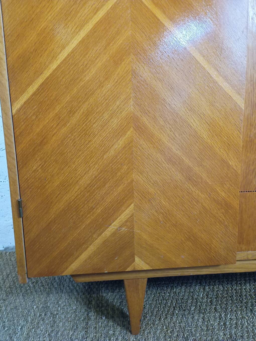 1960s Scandinavian wardrobe with two doors and mirror, easy assembly.