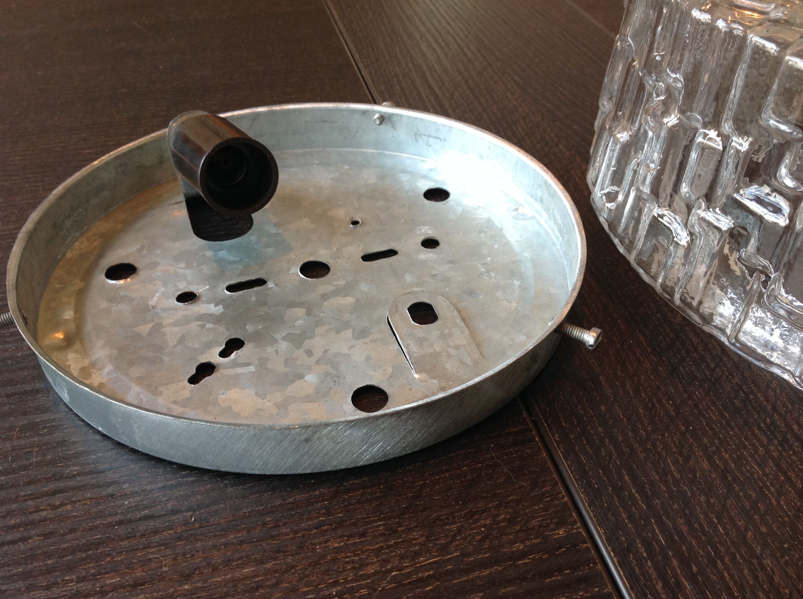 Round ceiling lamp in bulled glass / vintage 60s/70s