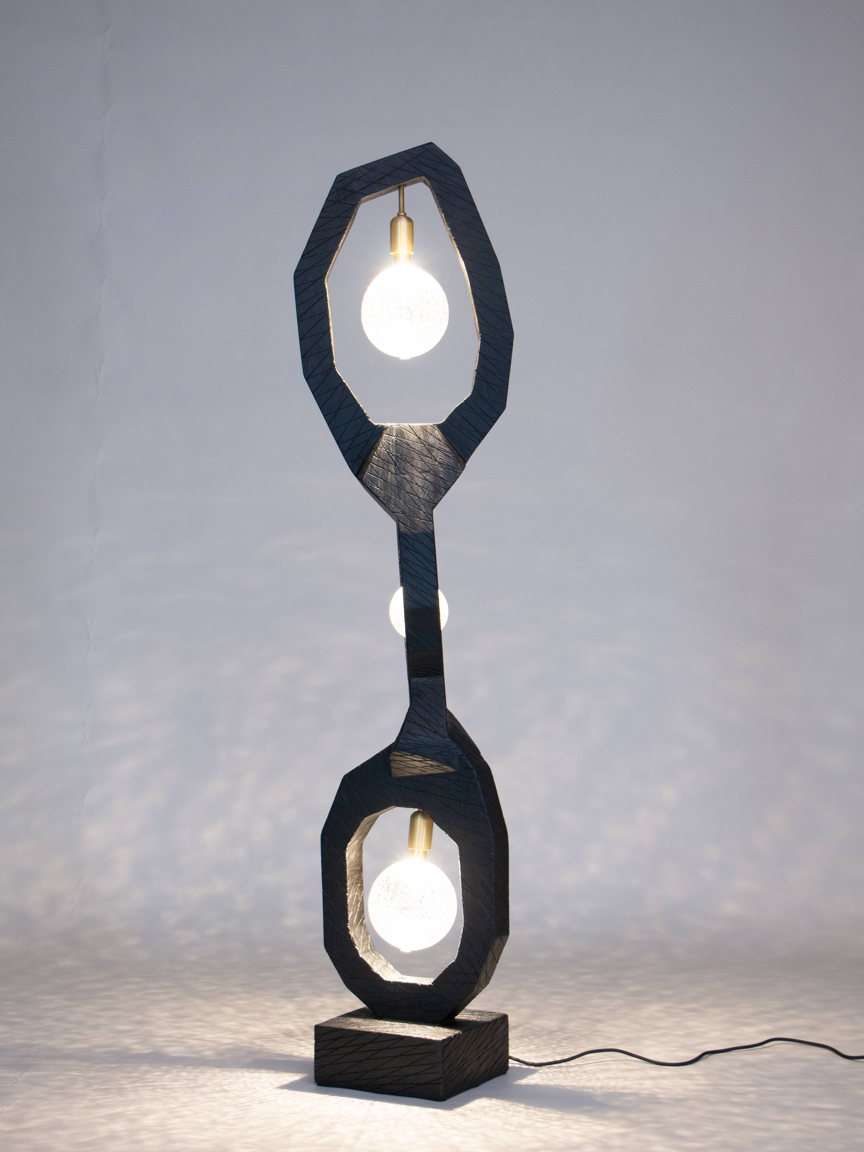 Bespoke Mid-Century Modern Light Solid Wood Floor Lamp TRINITY by Flowlight