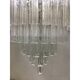 Set of 2 Clear Triedro Murano Glass Chandelier in Venini Style