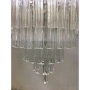 Set of 2 Clear Triedro Murano Glass Chandelier in Venini Style