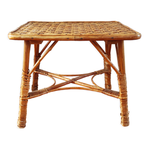 Table de chevet vintage en rotin