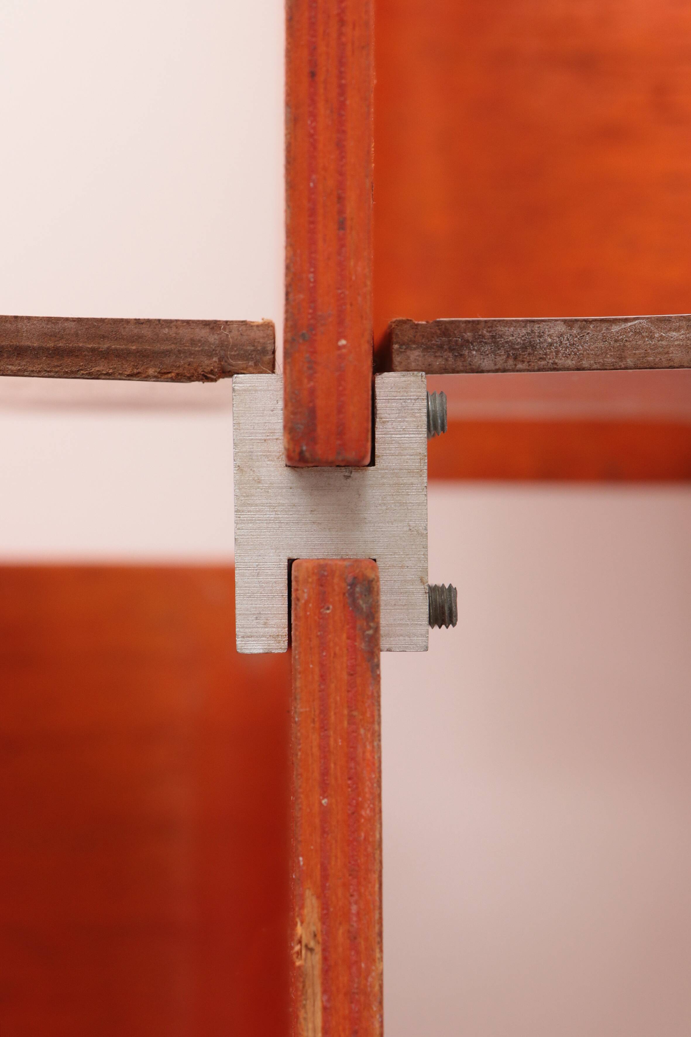 Modular French wall furniture orange made in the 60s.