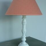 White wooden lamp and brick lampshade