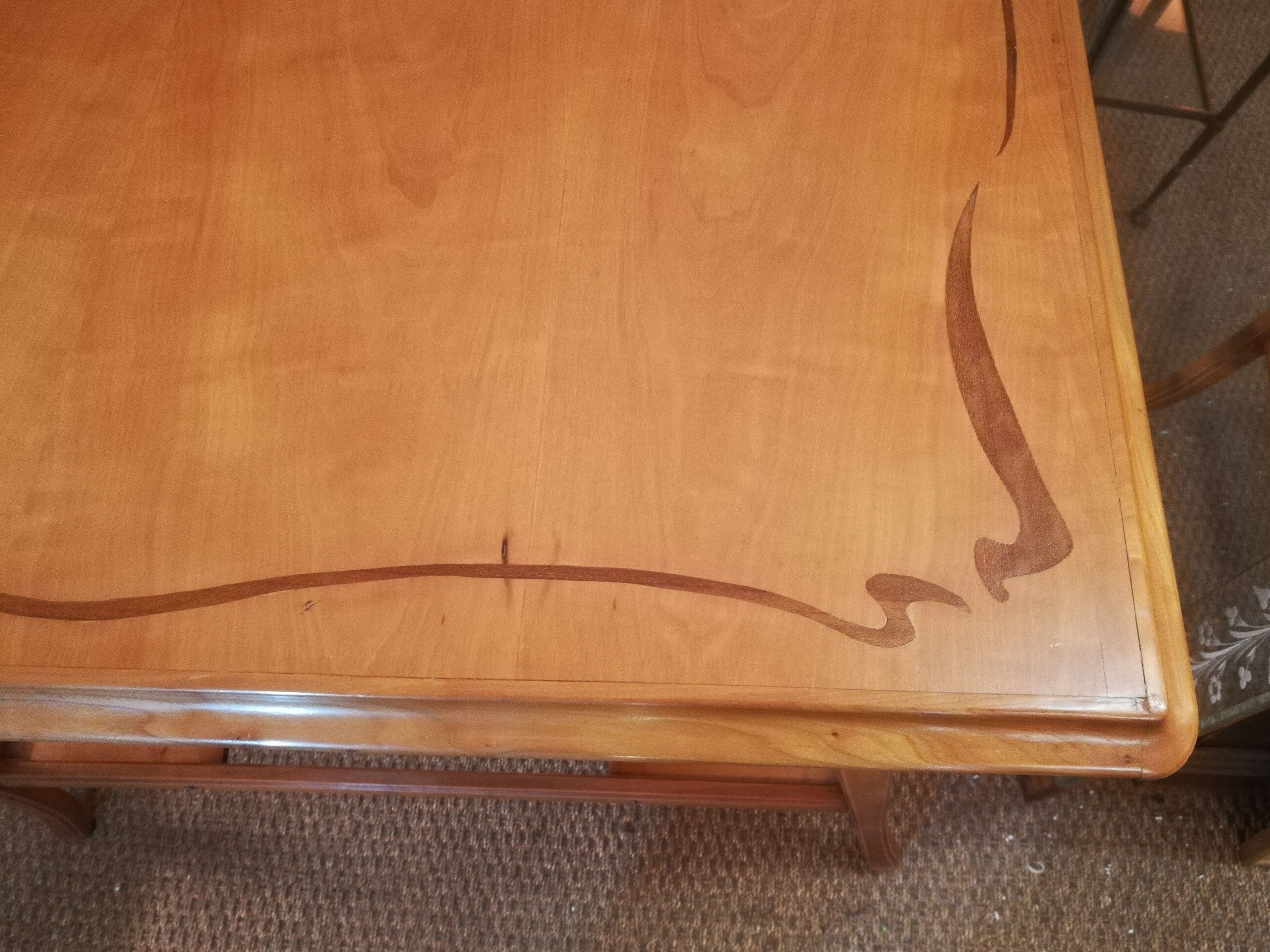 Art Nouveau-style flat desk in marquetry