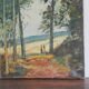 Oil on canvas painting forest by the sea