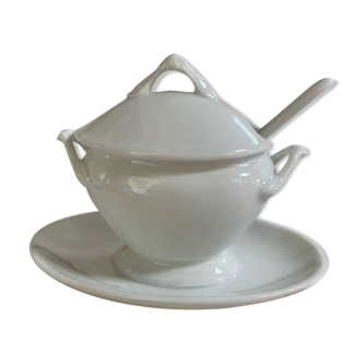 Moutardier ancien en porcelaine