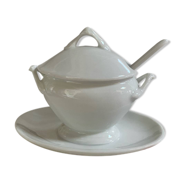Moutardier ancien en porcelaine