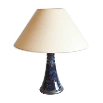 Blue ceramic table lamp by Poterie Dubois, Bouffioulx, Belgium 1950s.