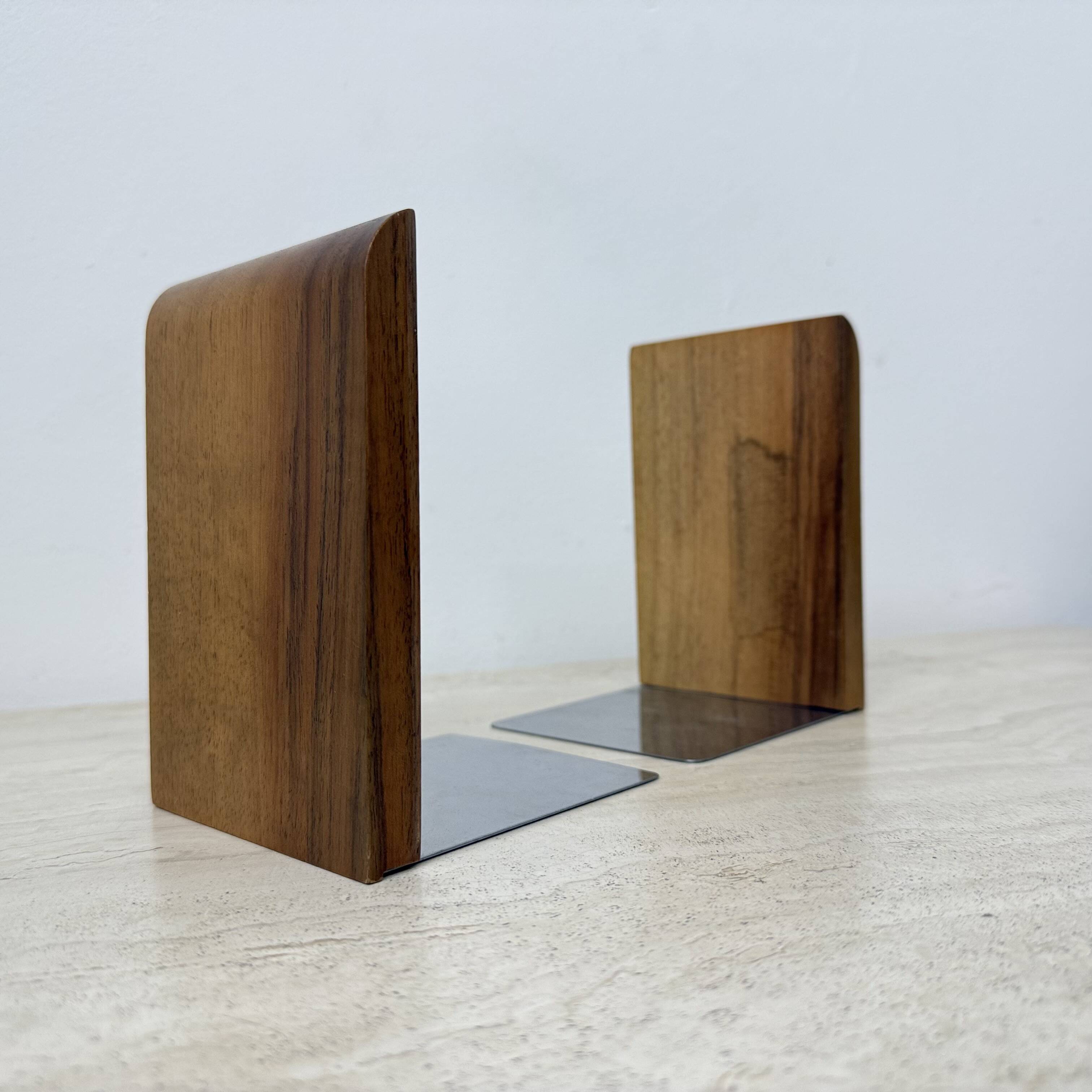 Vintage pair of wood bookends , 1970s