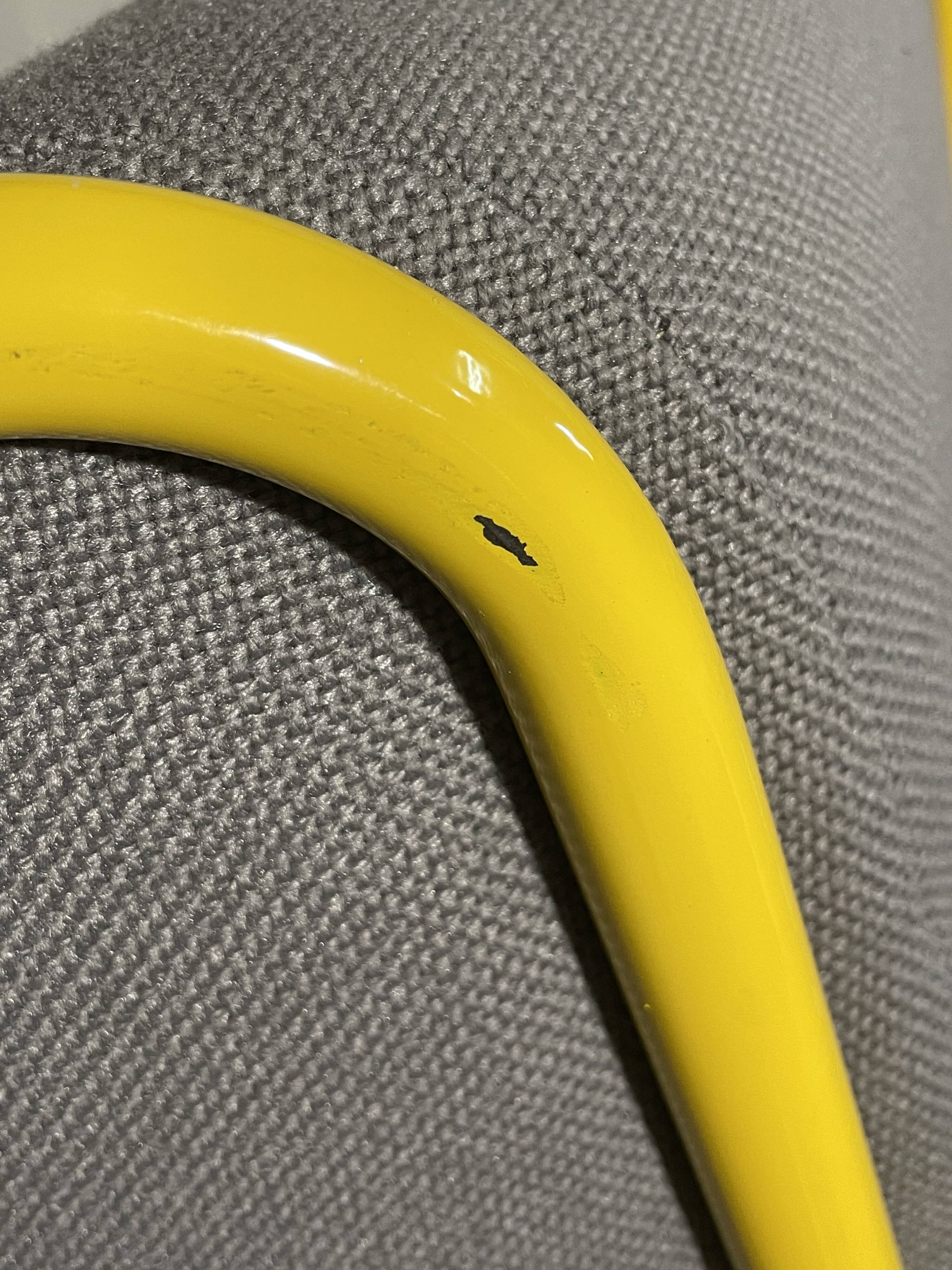 Modular tubular bench in yellow & grey fabric