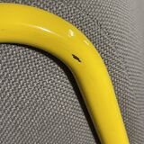Yellow tubular modular bench & gray fabric
