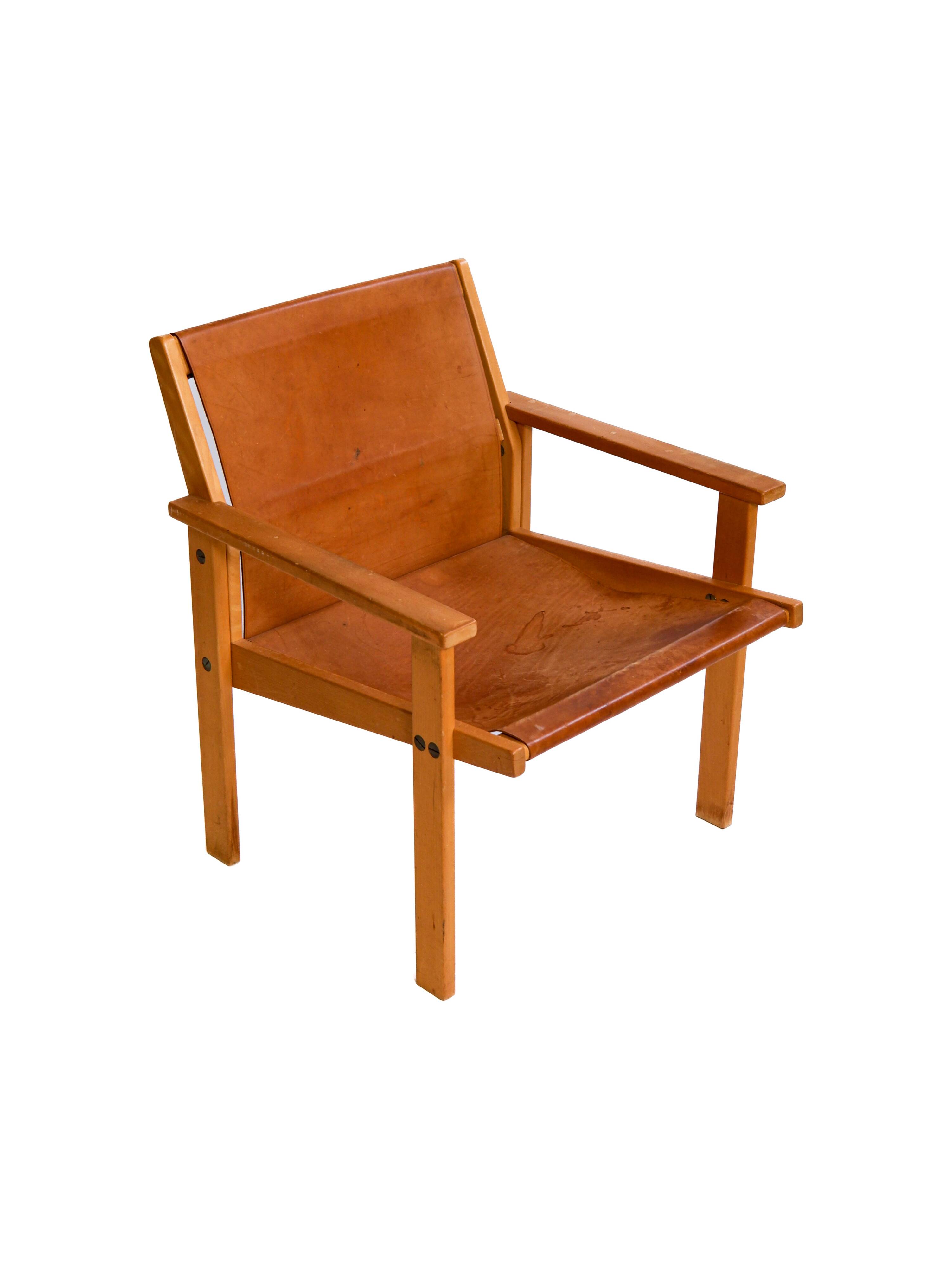 Rare Hans Agne Jakobsson armchair in leather and wood. Circa 1970