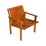 Rare Hans Agne Jakobsson armchair in leather and wood. Circa 1970