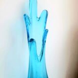 Vase corolle en verre bleu