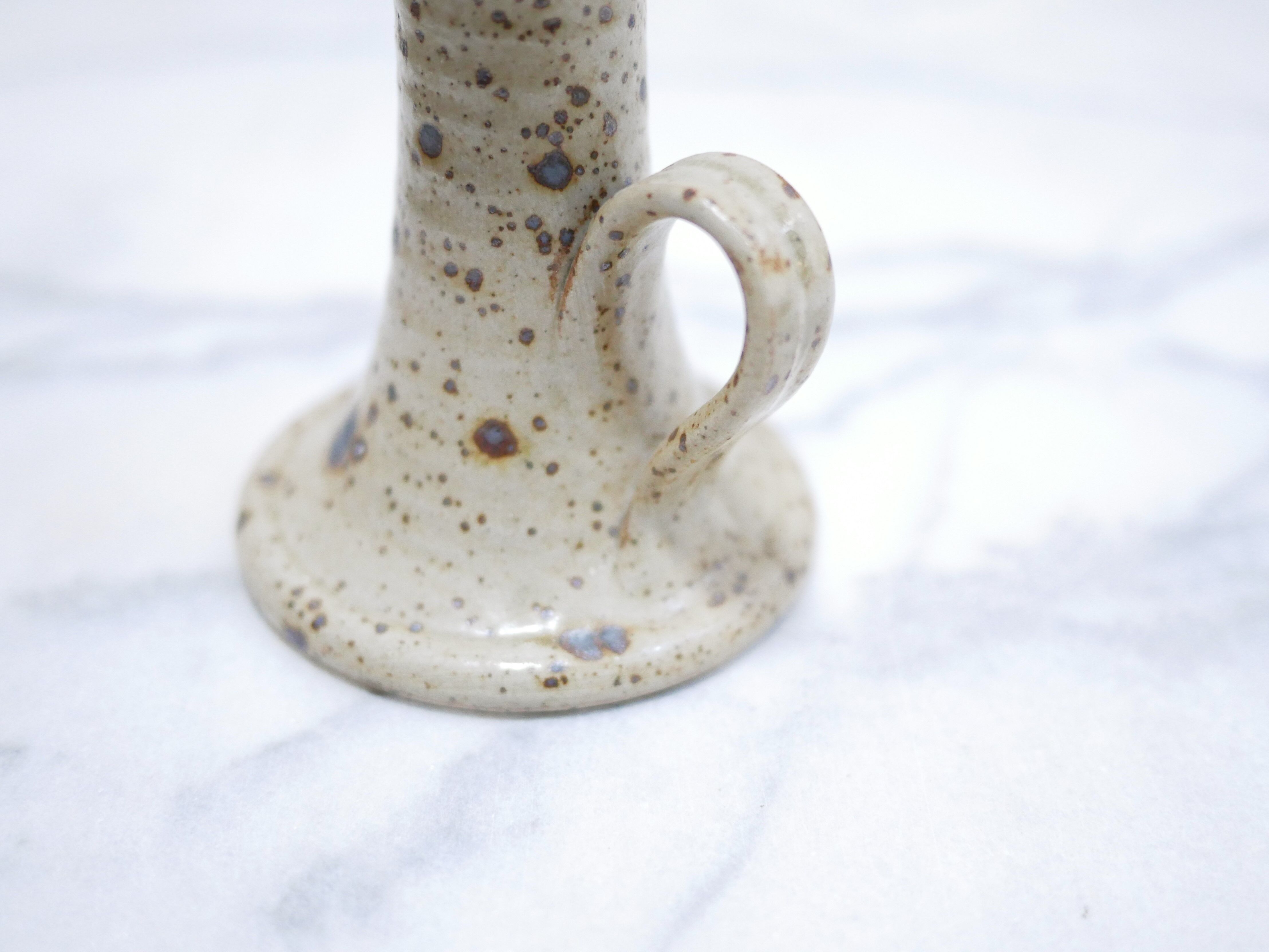 Bougeoir vintage en grès pyrité
