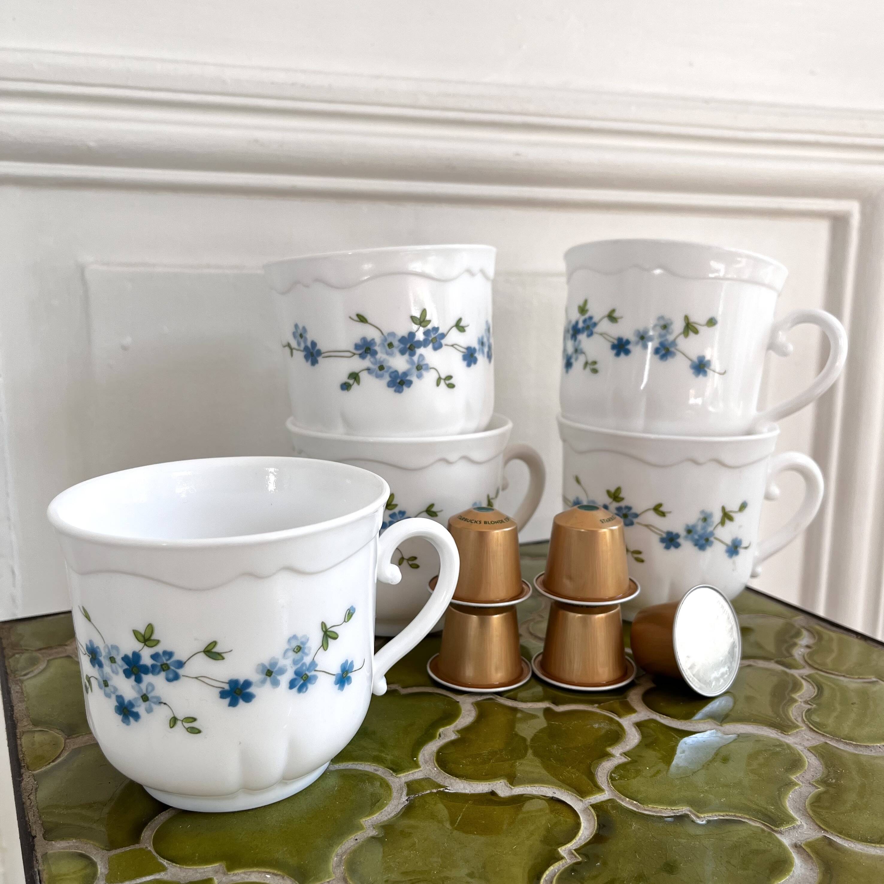 Lot 5 large vintage Arcopal myosotis Veronica tea and coffee cups