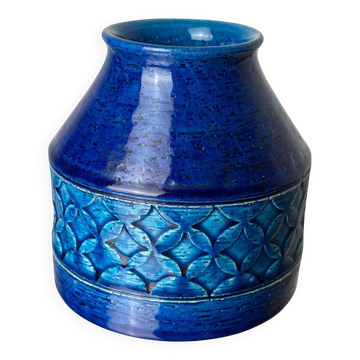 Blue ceramic vase by Aldo Londi for Bitossi, Italy, 1960s