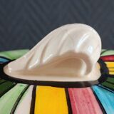 Vintage Ceramic Bonbonnière with Colourful Stripes - Jewellery Box