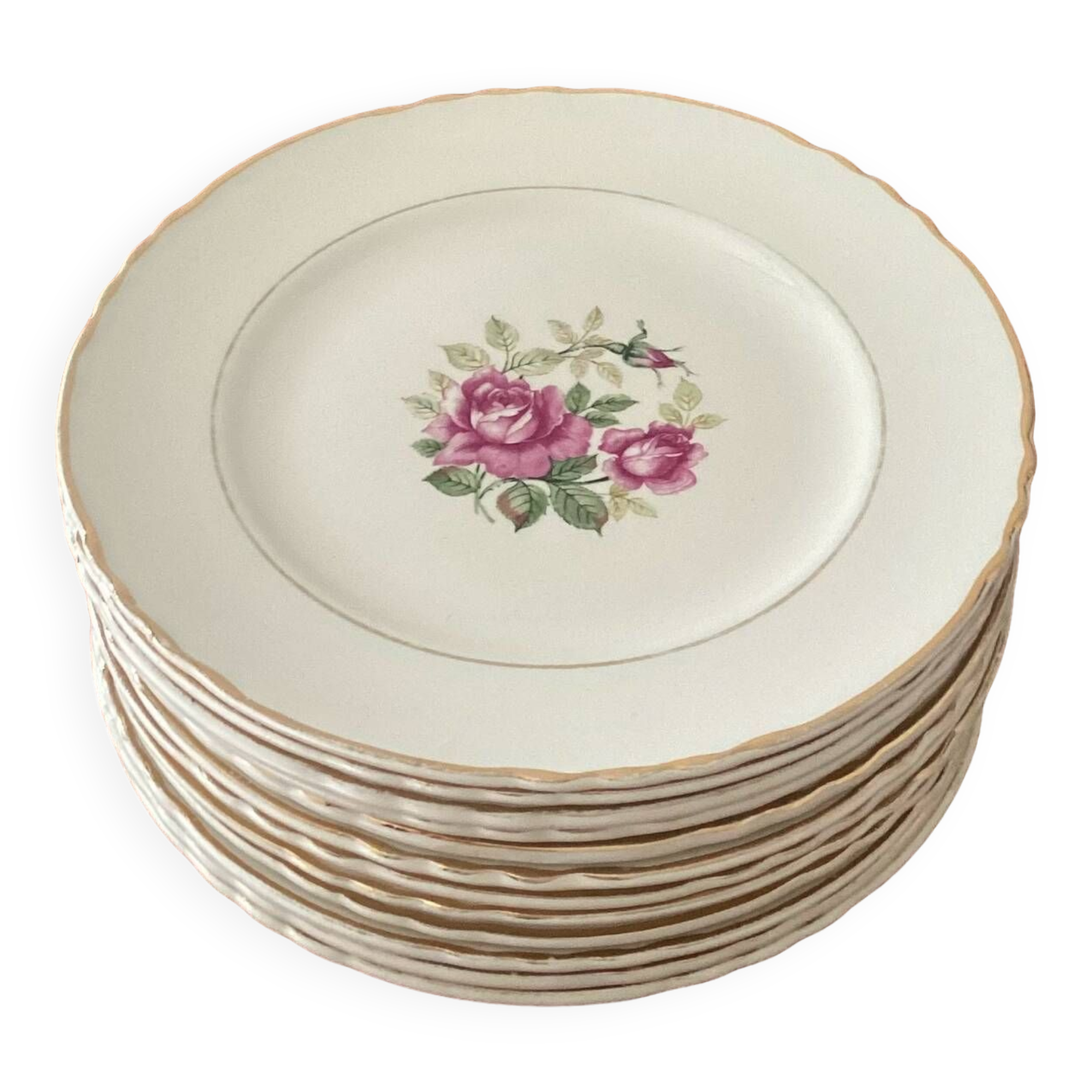 Set of 12 Moulin des Loups dessert plates - vintage