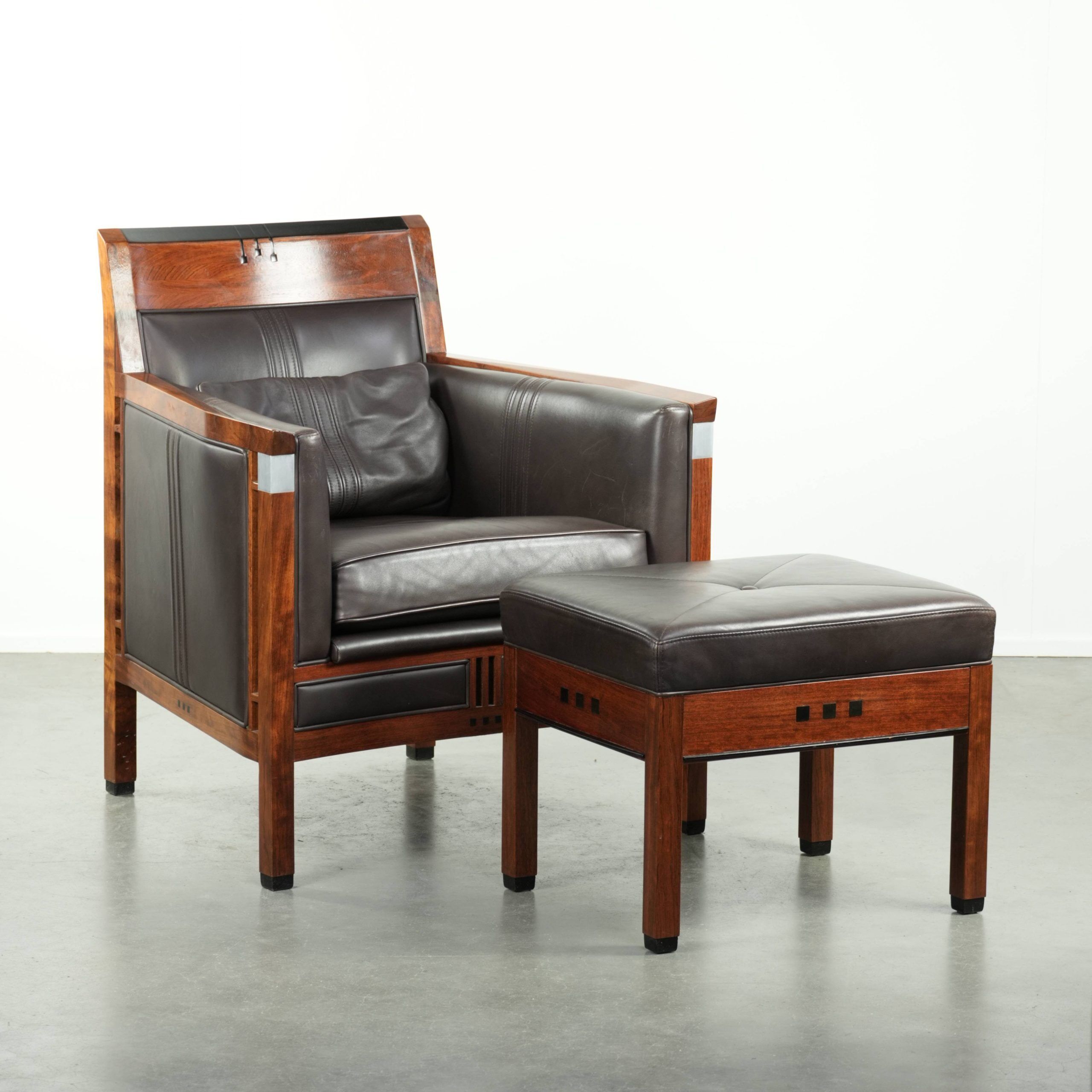 Art Deco design set consisting of an armchair and ottoman