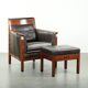 Art Deco design set consisting of an armchair and ottoman