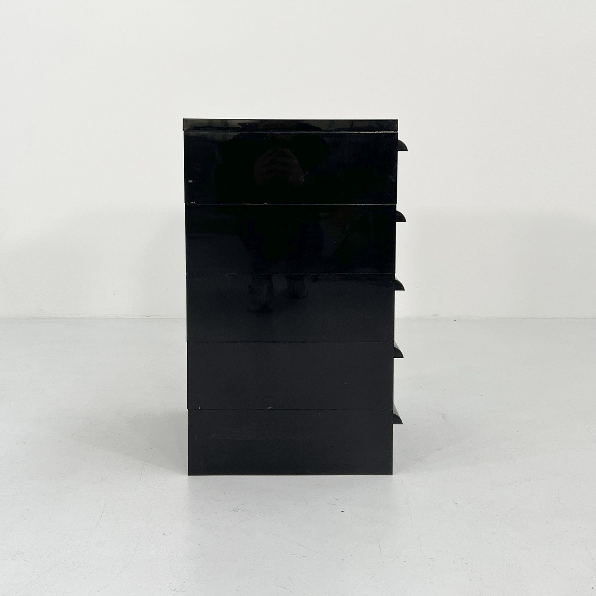 Black box with 5 drawers model "4601" by Simon Fussell for Kartell, 1970