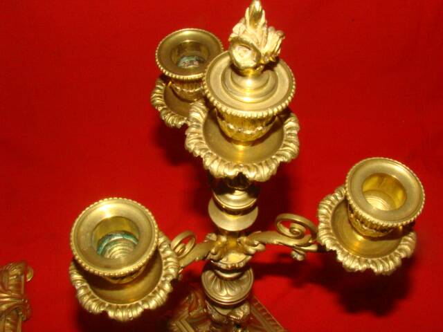 pair of gilded bronze candlesticks with 4 candle holders in "Louis XVI" style, 19th century