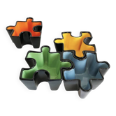 Ensemble de coupes vide poches puzzle en céramique. Italie, années 80