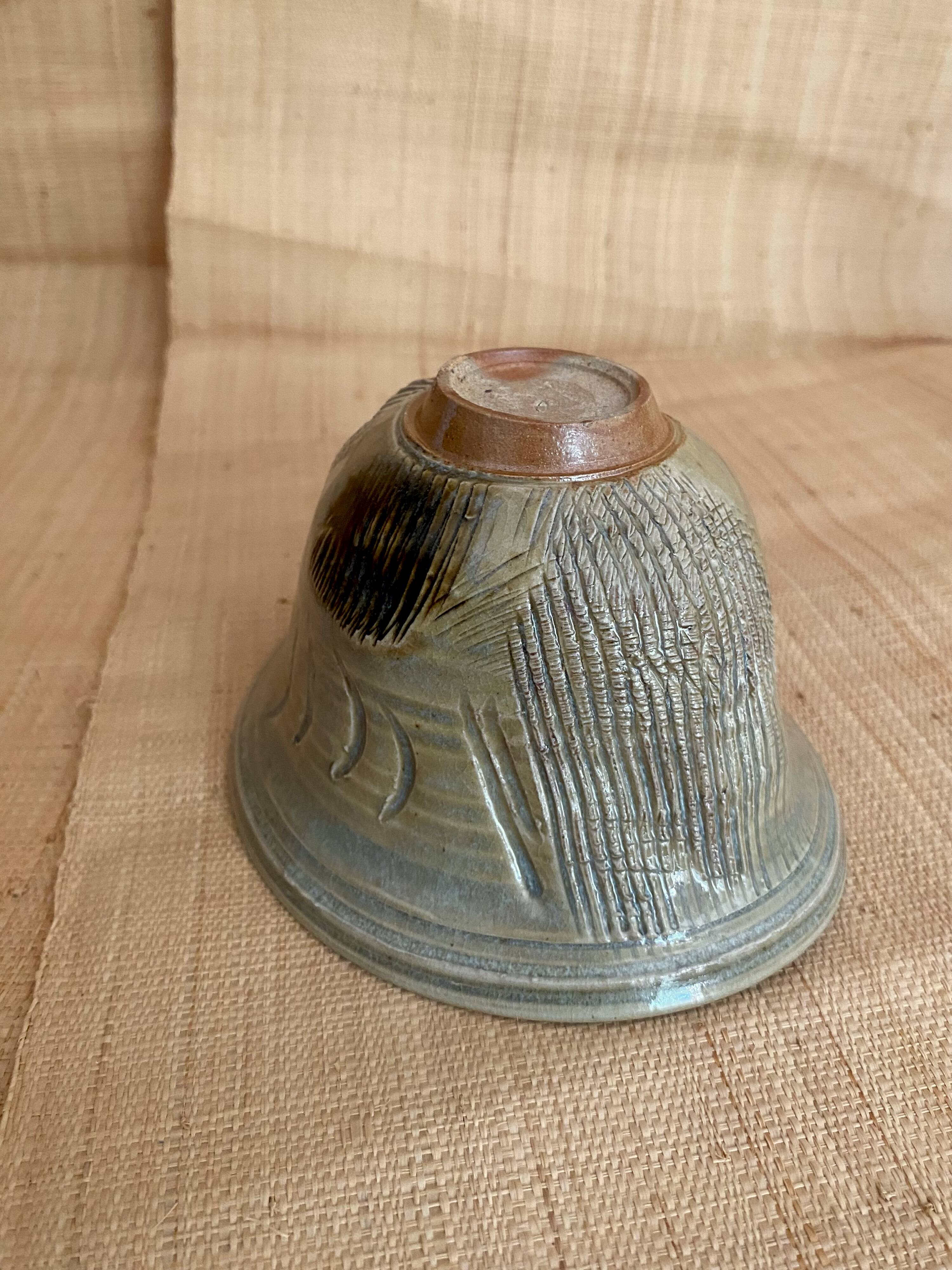 Japanese scarified ceramic bowl