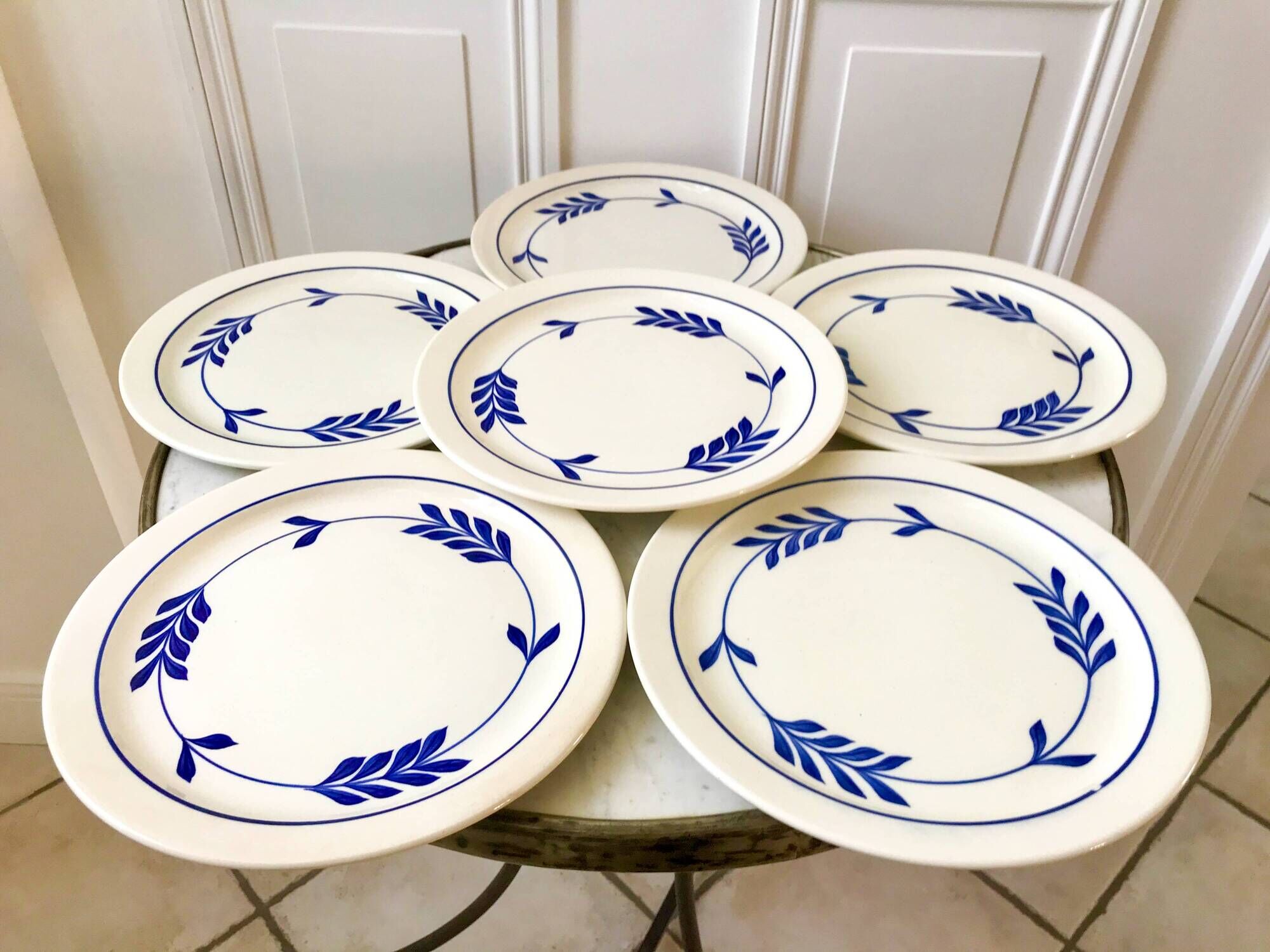 set of 6 flat plates in Terre de Fer Salins Jenny model early 20th century