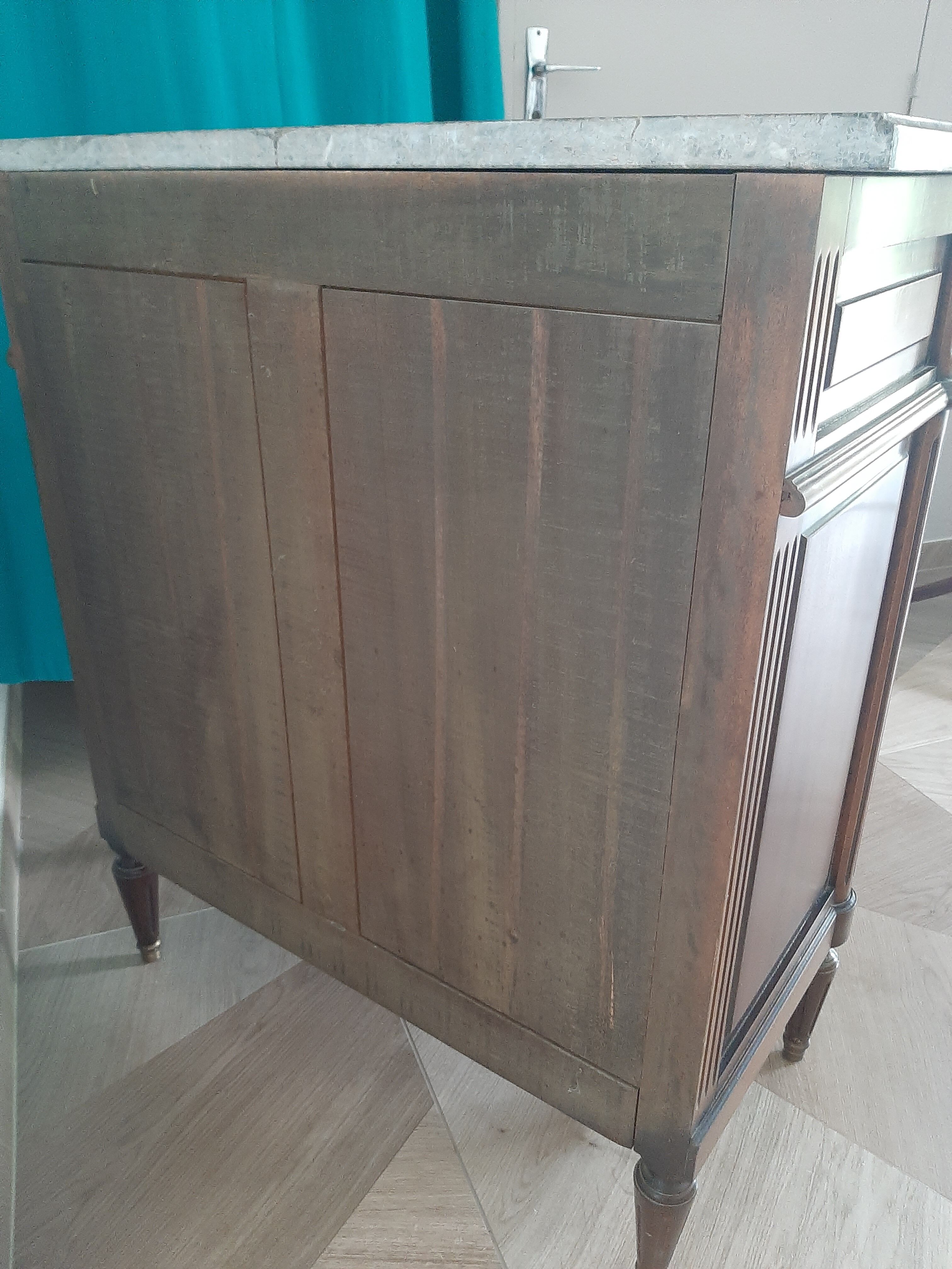 vintage - Small style chest of drawers - Louis XVI marble top with 1 drawer and 2 doors