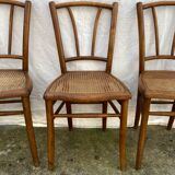 3 chaises bistrots cannées anciennes
