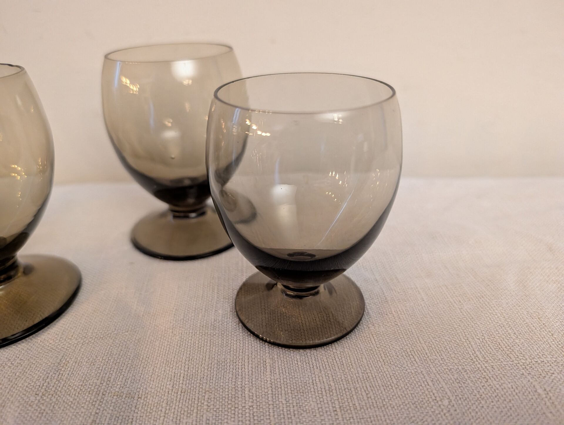 5 smoked glasses on a stem, 1970s