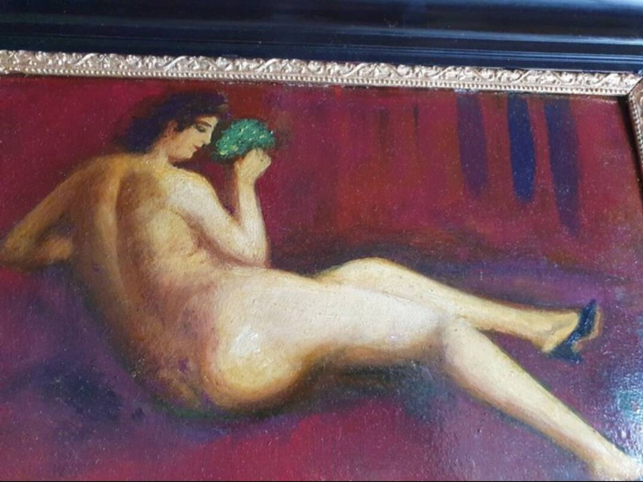 Oil Painting of a Nude Woman from the Mid-20th Century