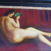 Oil Painting of a Nude Woman from the Mid-20th Century