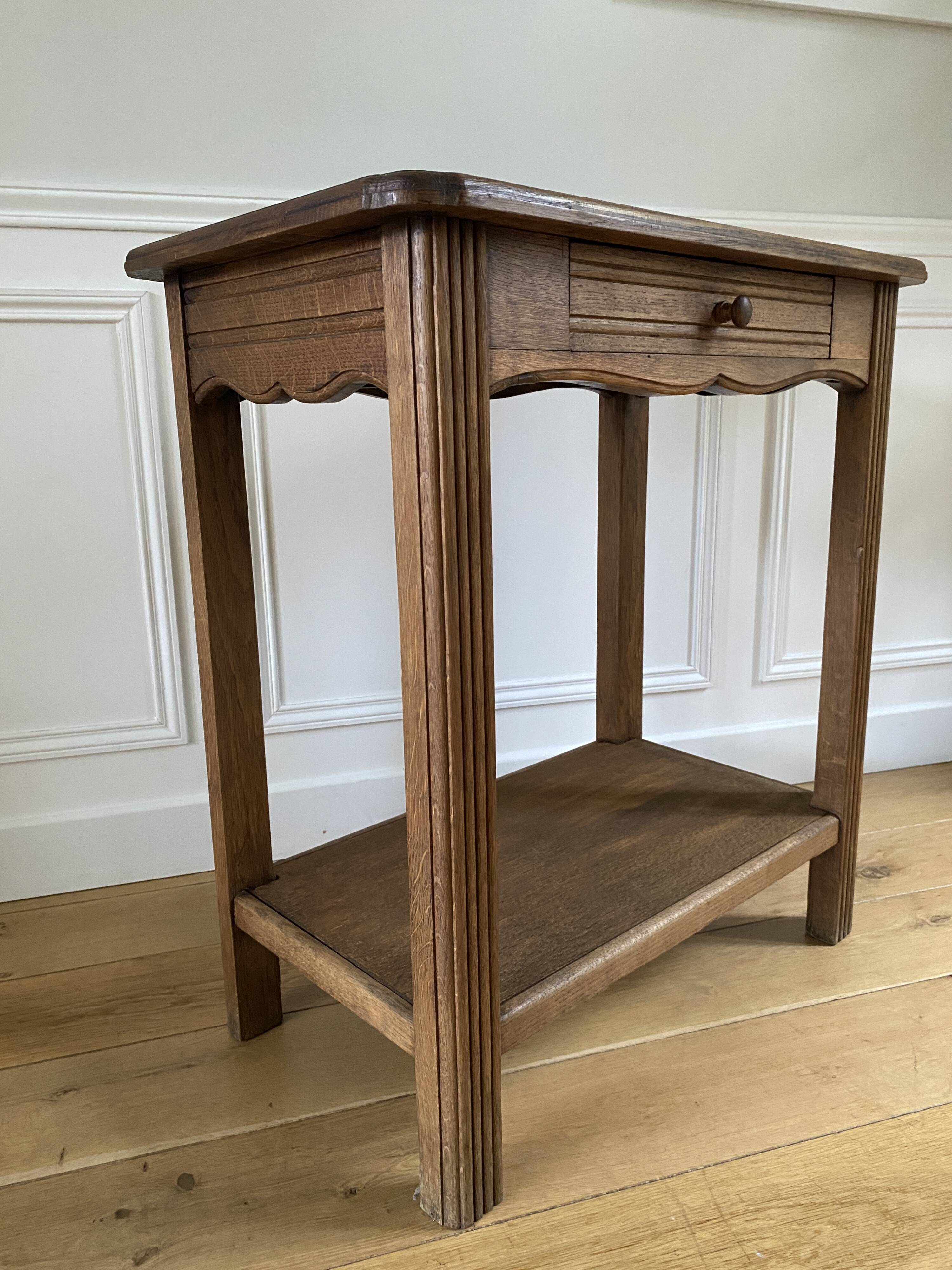 Console, meuble d'appoint vintage 1 tiroir, en bois massif