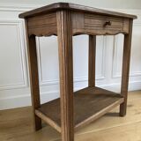 Console, Vintage side table with a drawer and a low shelf in solid wood