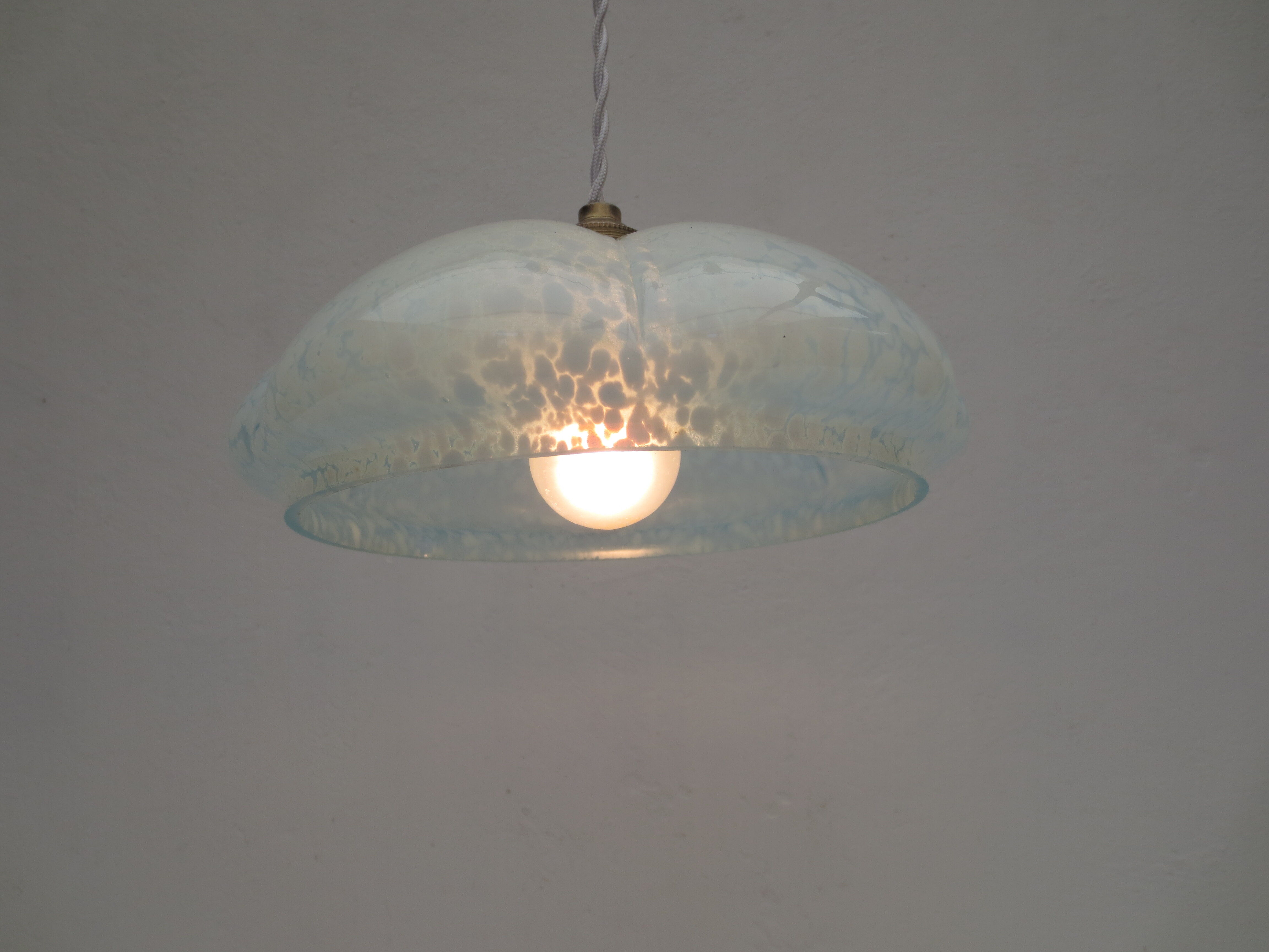 Old opaline suspension, blue clichy