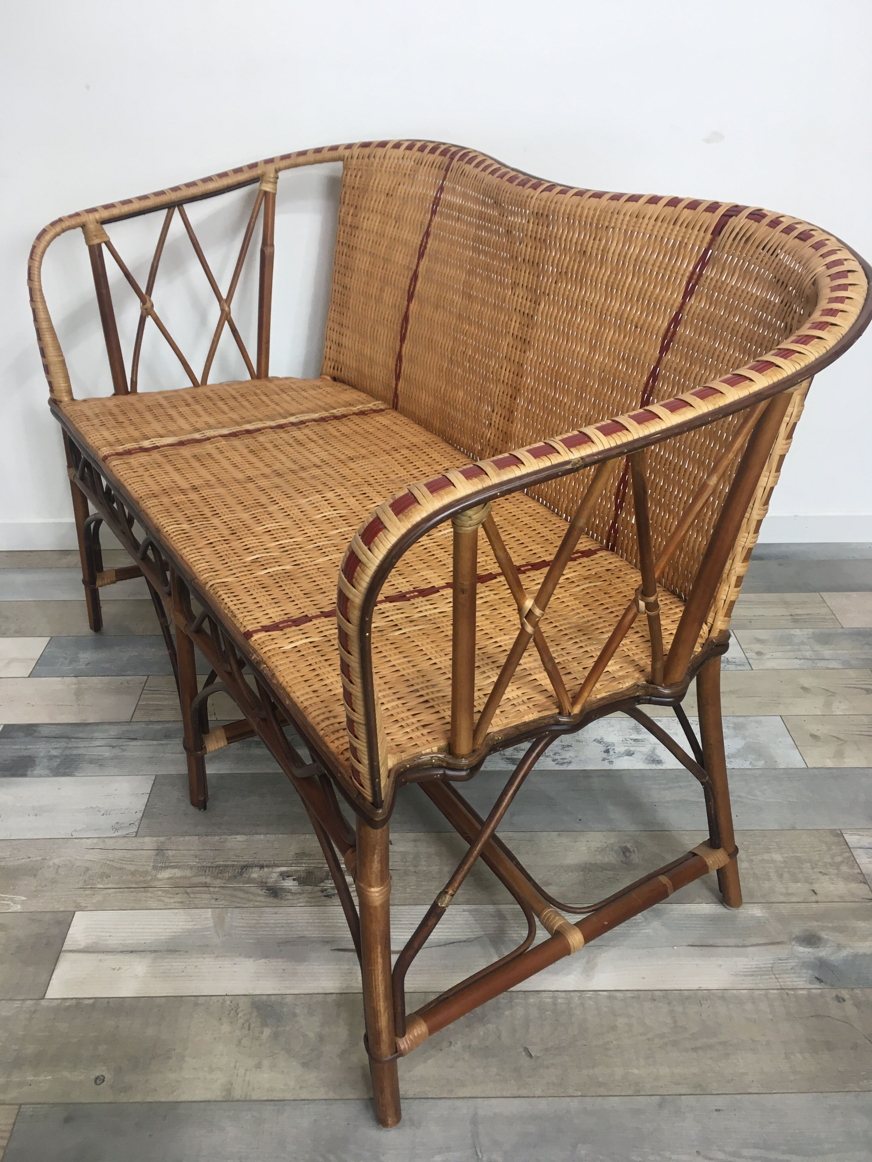 Woven rattan sofa