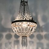 Antique Italian hot air balloon chandelier with glass pendants. Chandelier with pendants.