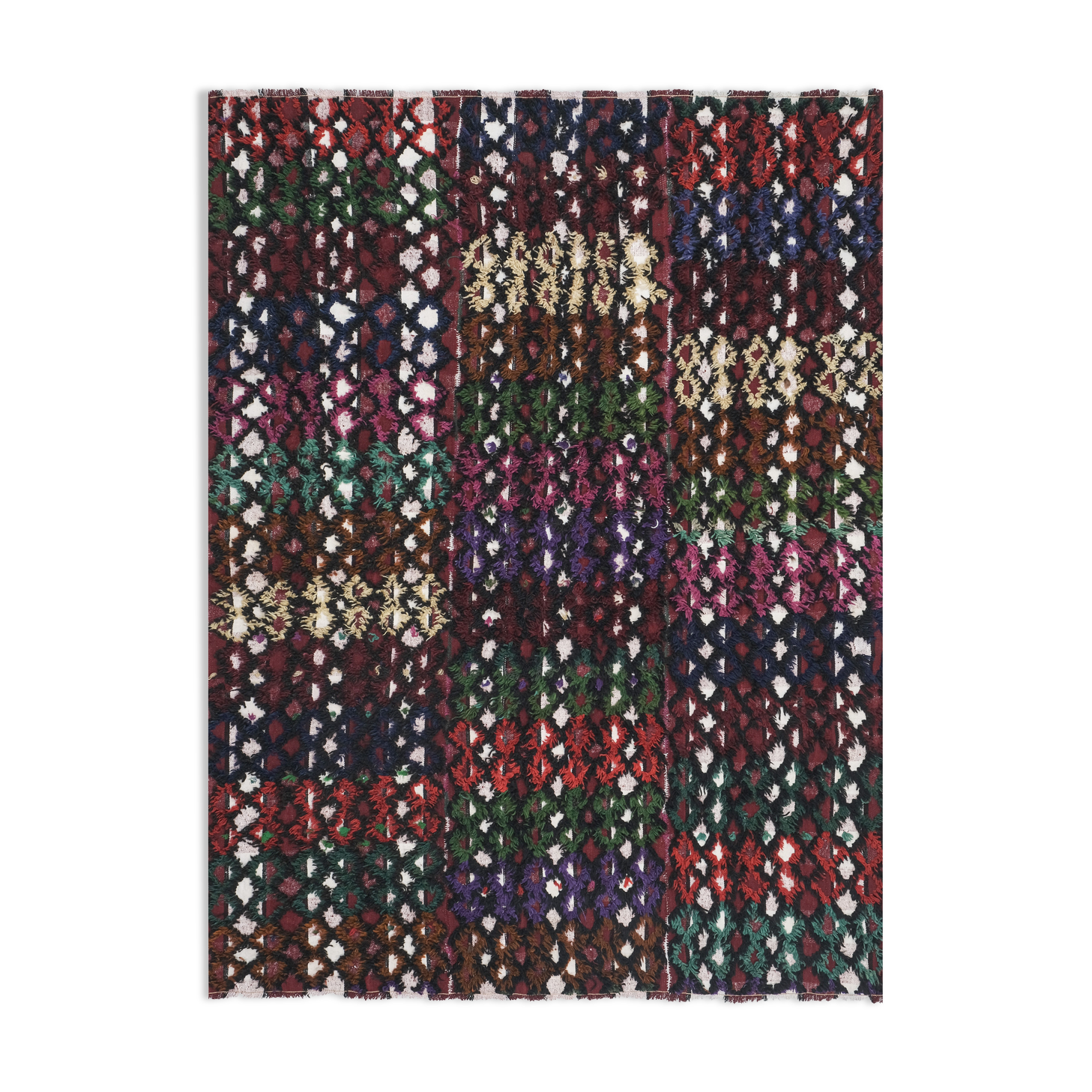 Vintage Anatolian Oushak Kars Handwoven Distressed Ushak Area Rug 5'3'' x 7'1''